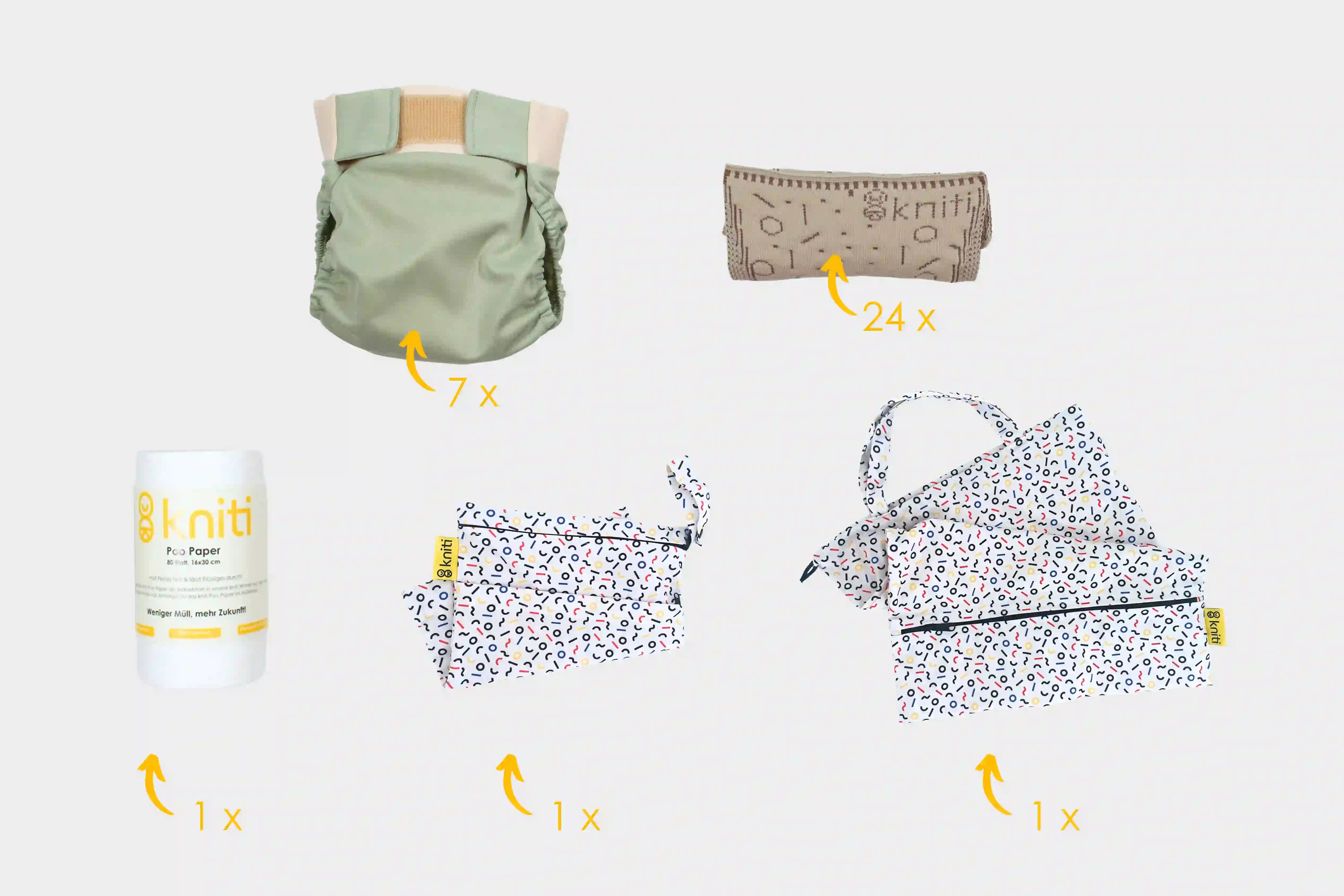 kniti Stoffwindel Komplettpaket - alles für deine Wickelroutine