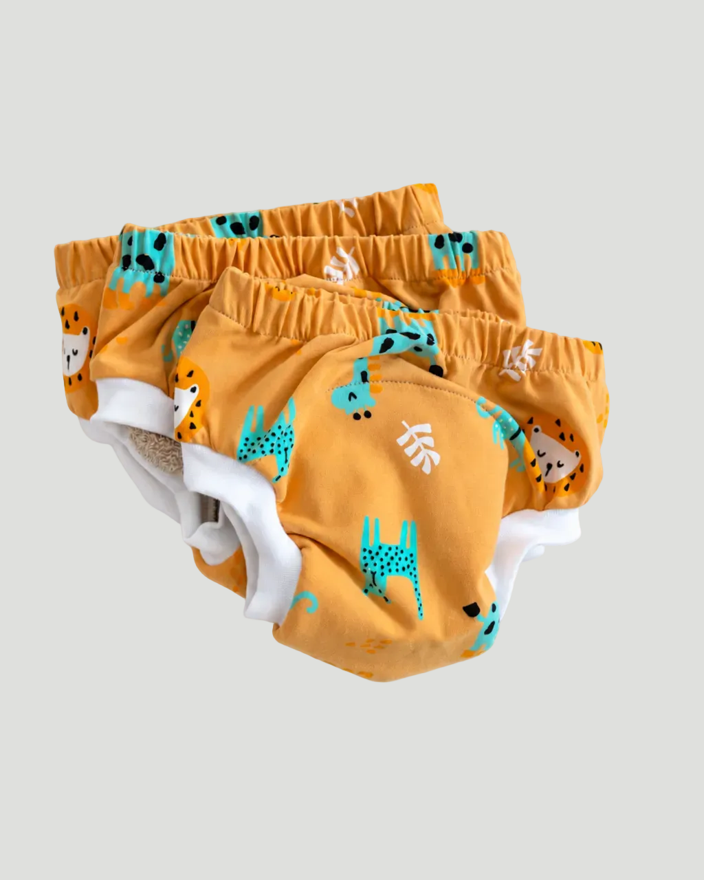 3er Pack kniti Töpchen-Trainingshose. Mit Tiermotiv. 100% Baumwolle an der Haut. Waschbar und Wiederverwendbar